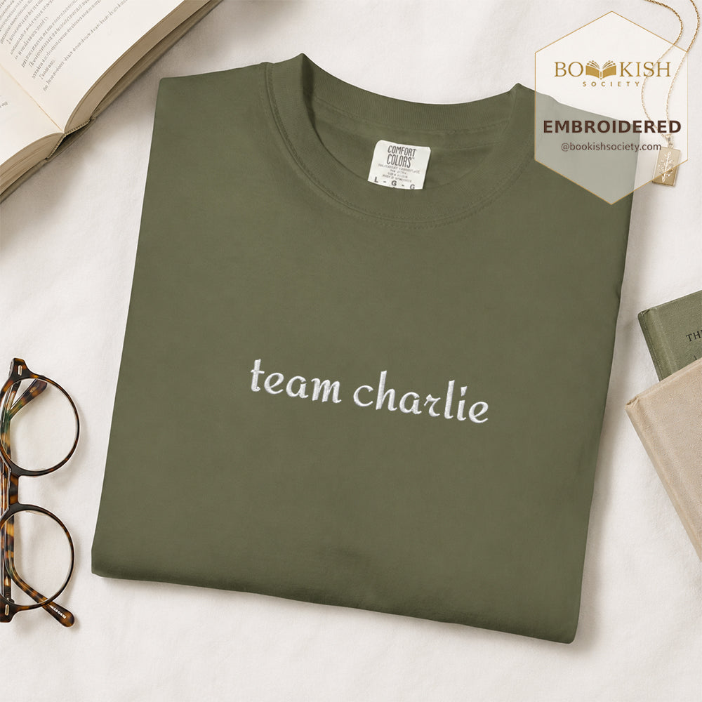 Embroidered Team Charlie Comfort Color® T-shirt Book Lover Gift Hemp