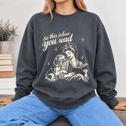 How You Read Beagle Softstyle Sweatshirt | Cozy Dog Mom Reader Gift Dark Heather