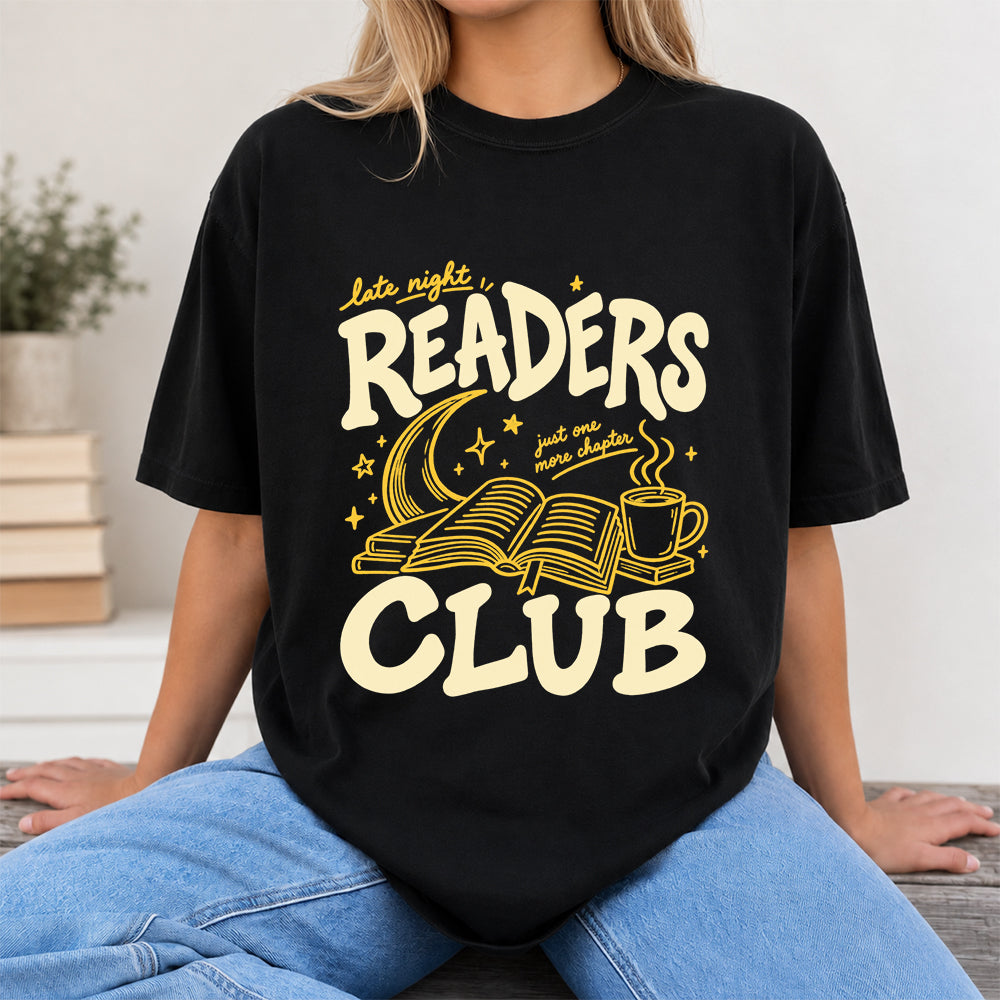 Late Night Readers Club Softstyle T-Shirt | Book Lover Gift Black
