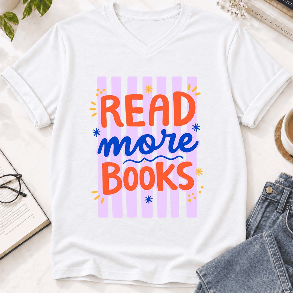 Read More Books Ultra-Soft V-Neck | Energizing Book Lover Gift White