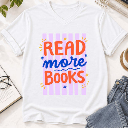 Read More Books Ultra-Soft V-Neck | Energizing Book Lover Gift White