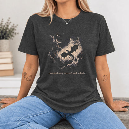 Romantasy Survival Club Ultra-Soft Cotton T-Shirt | Fantasy Book Lover Gift Dark Grey Heather