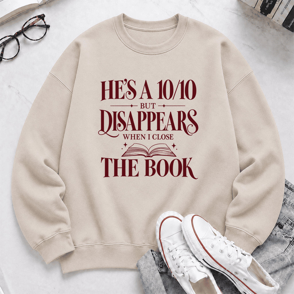He's A 10/10 Fiction Boyfriend Crewneck Sweatshirt | Romantasy Reader Gift Sand
