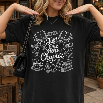 Just One More Chapter Softstyle T-Shirt | Book Lover Gift Black