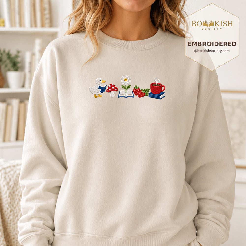 Duck Mushroom Embroidered Sweatshirt | Reader Gift Sand