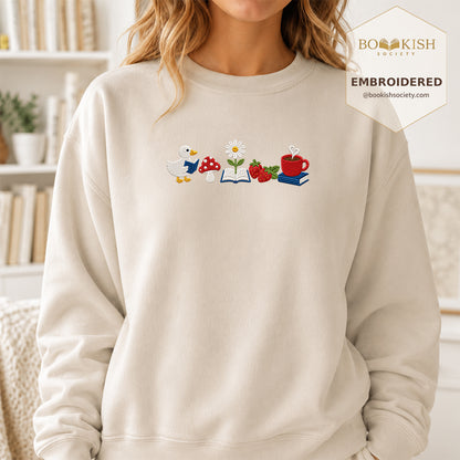 Duck Mushroom Embroidered Sweatshirt | Reader Gift Sand