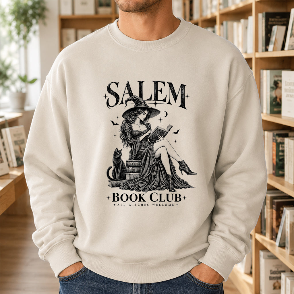 Salem Book Club Printed Sweatshirt | Spooky Book Lover Gift Sand
