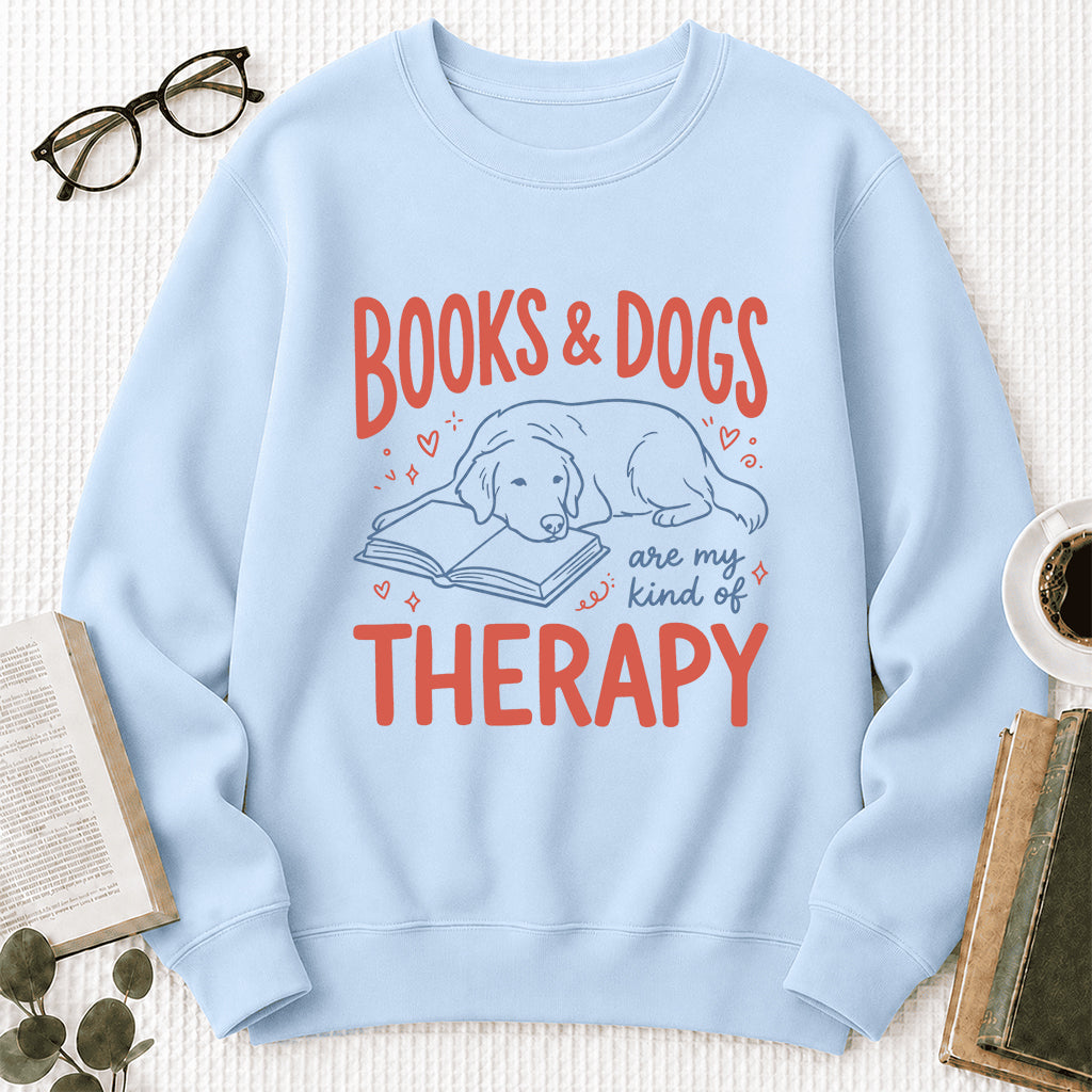 Give Me Books & Dogs Crewneck Sweatshirt | Dog Lover & Reader Gift Light Blue