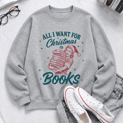 All I Want For Christmas Is Books Softstyle Sweatshirt | Christmas Reader Gift Sport Grey