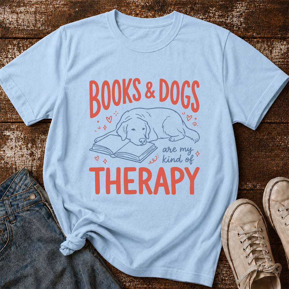 Give Me Books & Dogs Cotton T-Shirt | Dogs Lover & Reader Gift Light Blue