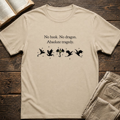 No Book No Dragon Softstyle T-Shirt | Book Lover Gift Sand