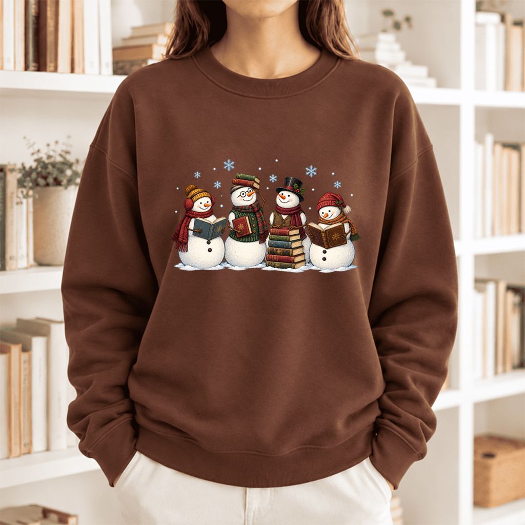 Bookish Snowman Club Softstyle Sweatshirt | Christmas Book Lover Gift Cocoa