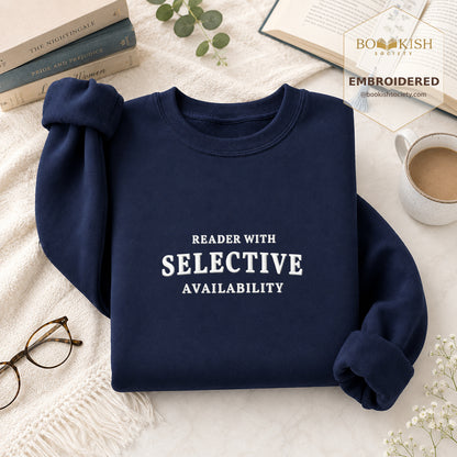 Reader With Selective Availability Embroidered Sweatshirt | Reader Gift Navy