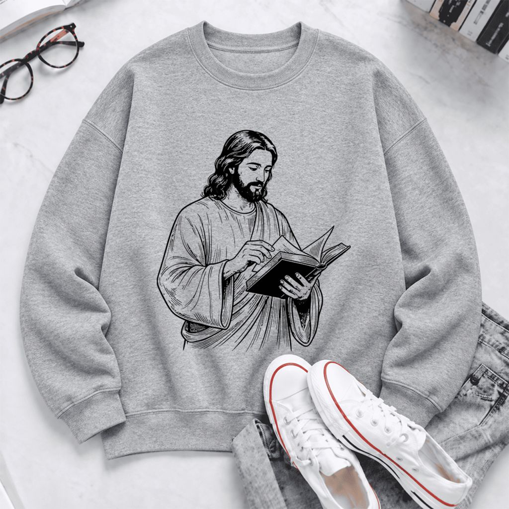 Reading Jesus Softstyle Sweatshirt | Inspiring Reader Gift Sport Grey