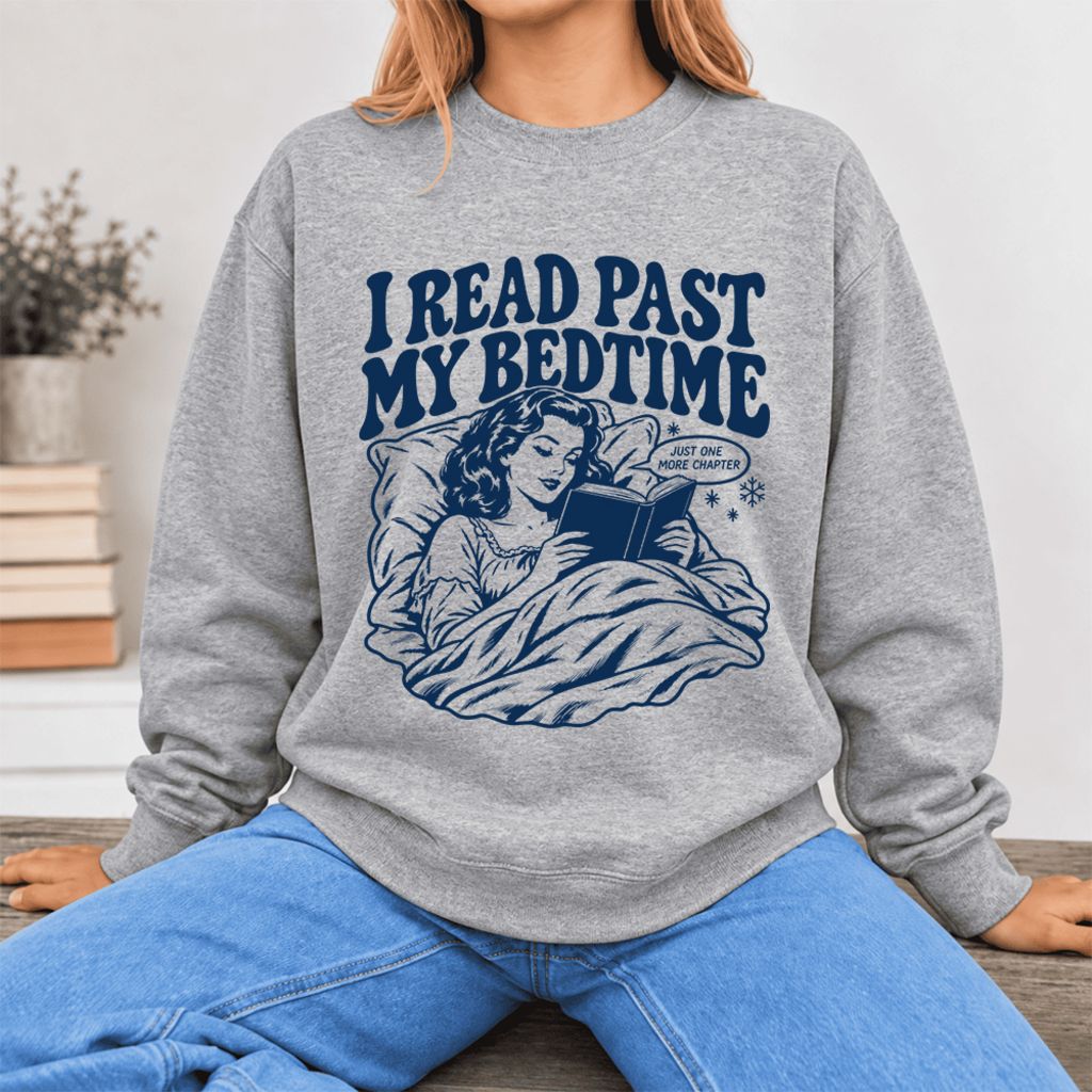 I Read Past My Bed Time Softstyle Sweatshirt | Cozy Reader Gift Sport Grey