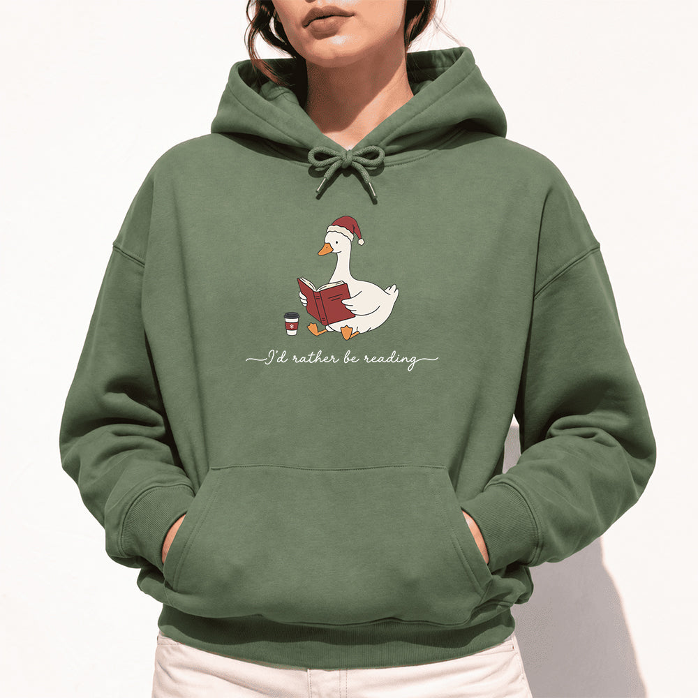 I'd Rather Be Reading Softstyle Hoodie | Christmas Book Lover Gift Military Green