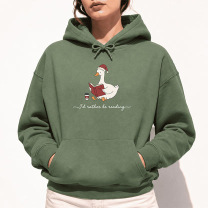 I'd Rather Be Reading Softstyle Hoodie | Christmas Book Lover Gift Military Green