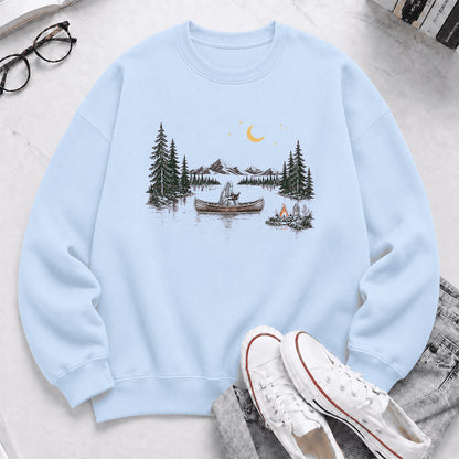 Reading Ghost On The Boat Printed Sweatshirt | Halloween Reader Gift Light Blue