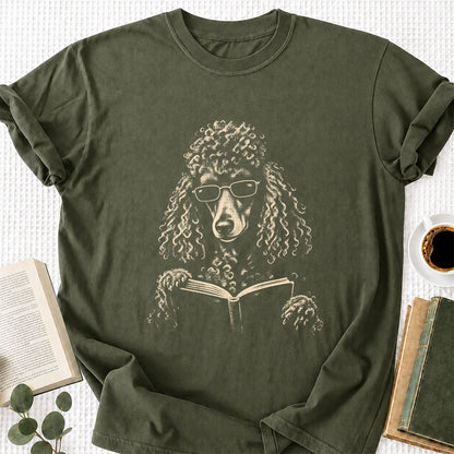 Poodle Reading Book Softstyle T-Shirt | Book Lover Gift Military Green