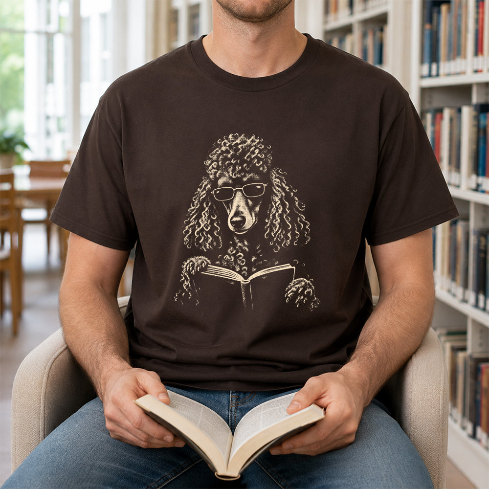 Poodle Reading Book Softstyle T-Shirt | Book Lover Gift Dark Chocolate