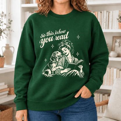 How You Read Beagle Softstyle Sweatshirt | Cozy Dog Mom Reader Gift Forest Green