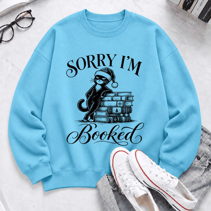 Sorry I'M Booked Softstyle Sweatshirt | Christmas Book Lover Gift Sky