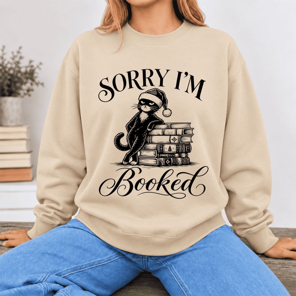 Sorry I'M Booked Softstyle Sweatshirt | Christmas Book Lover Gift Sand