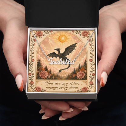 You Are My Rider Decorative Card And Custom Name Polished Stainless Steel Necklace With Box Book Lover Gift Font 1