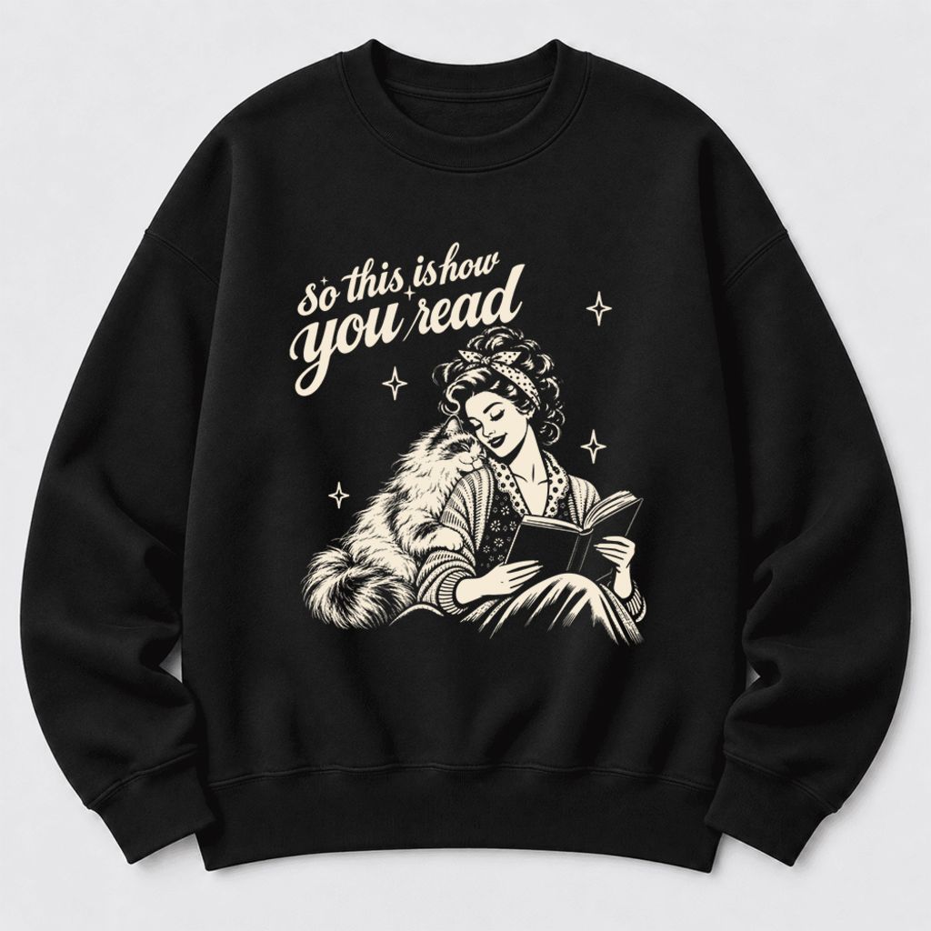 How You Read Ragdoll Softstyle Sweatshirt | Cozy Cat & Book Lover Gift Black