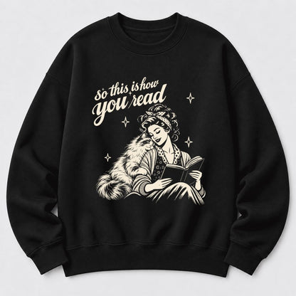 How You Read Ragdoll Softstyle Sweatshirt | Cozy Cat & Book Lover Gift Black