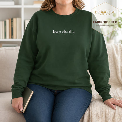 Team Charlie Embroidered Sweatshirt | Reader Gift Forest Green