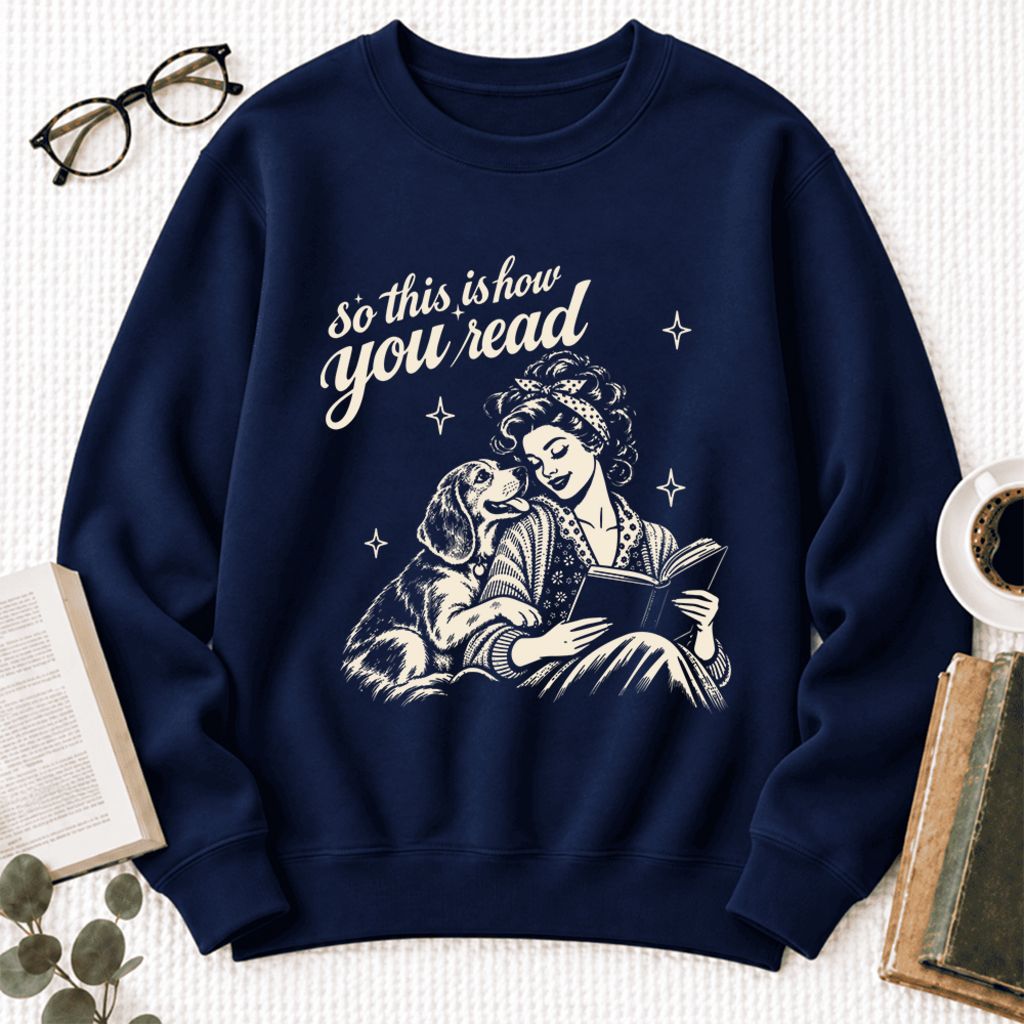 How You Read Beagle Softstyle Sweatshirt | Cozy Dog Mom Reader Gift Navy