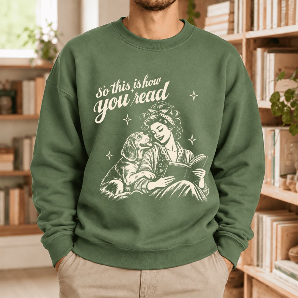 How You Read Beagle Softstyle Sweatshirt | Cozy Dog Mom Reader Gift Military Green