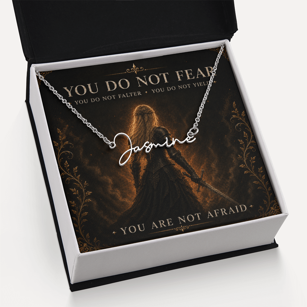 You Do Not Fear Decorative Card And Custom Name Polished Stainless Steel Necklace With Box Book Lover Gift Font 2