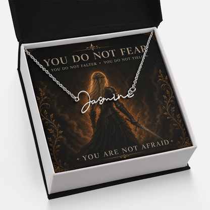 You Do Not Fear Decorative Card And Custom Name Polished Stainless Steel Necklace With Box Book Lover Gift Font 2