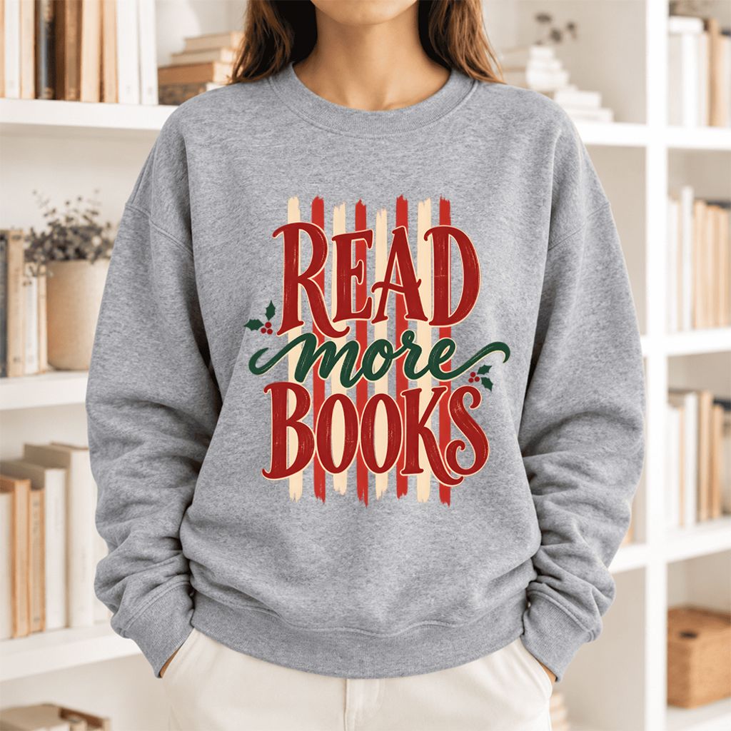 Read More Book Christmas Softstyle Sweatshirt | Christmas Book Lover Gift Sport Grey