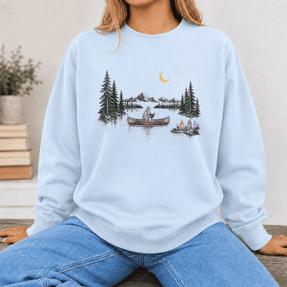 Reading Ghost On The Boat Printed Sweatshirt | Halloween Reader Gift Light Blue