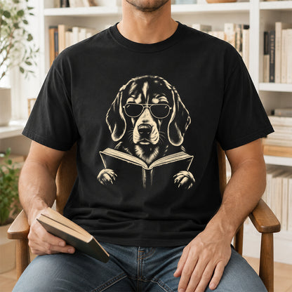 Beagle Reading Book Softstyle T-Shirt | Book Lover Gift Black