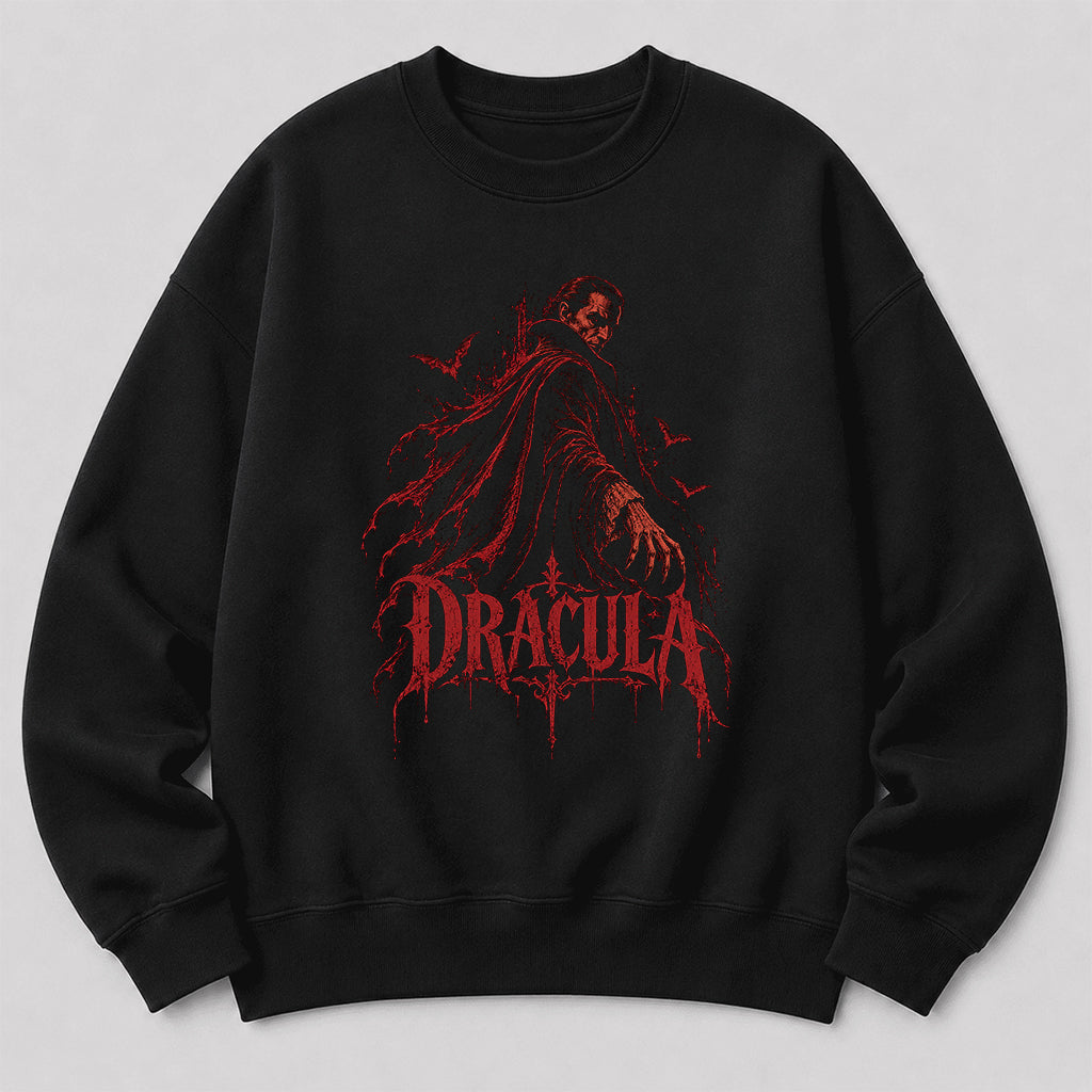 Dracula Vampire Gothic Crewneck Sweatshirt | Halloween Book Lover Gift Black