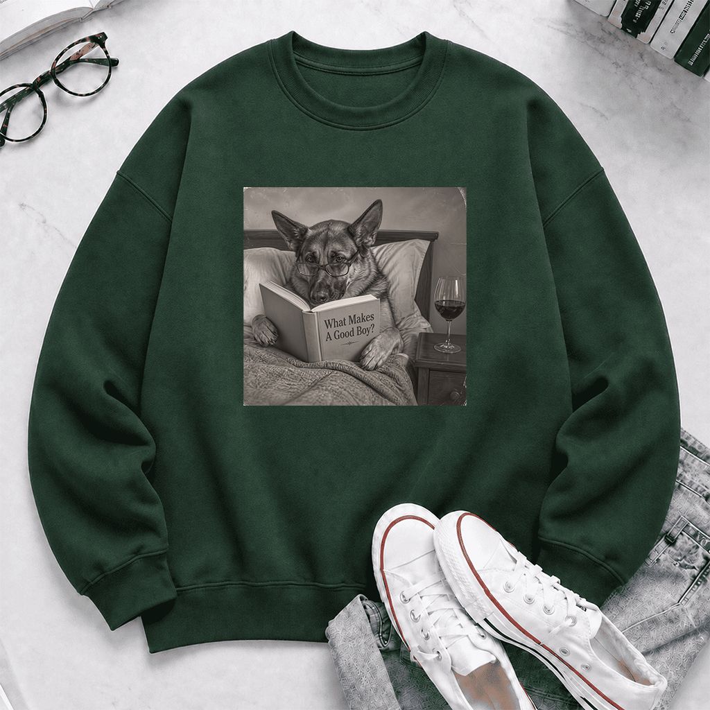 What Makes A Good Boy Crewneck Sweatshirt | Dog Lover Reader Gift Forest Green