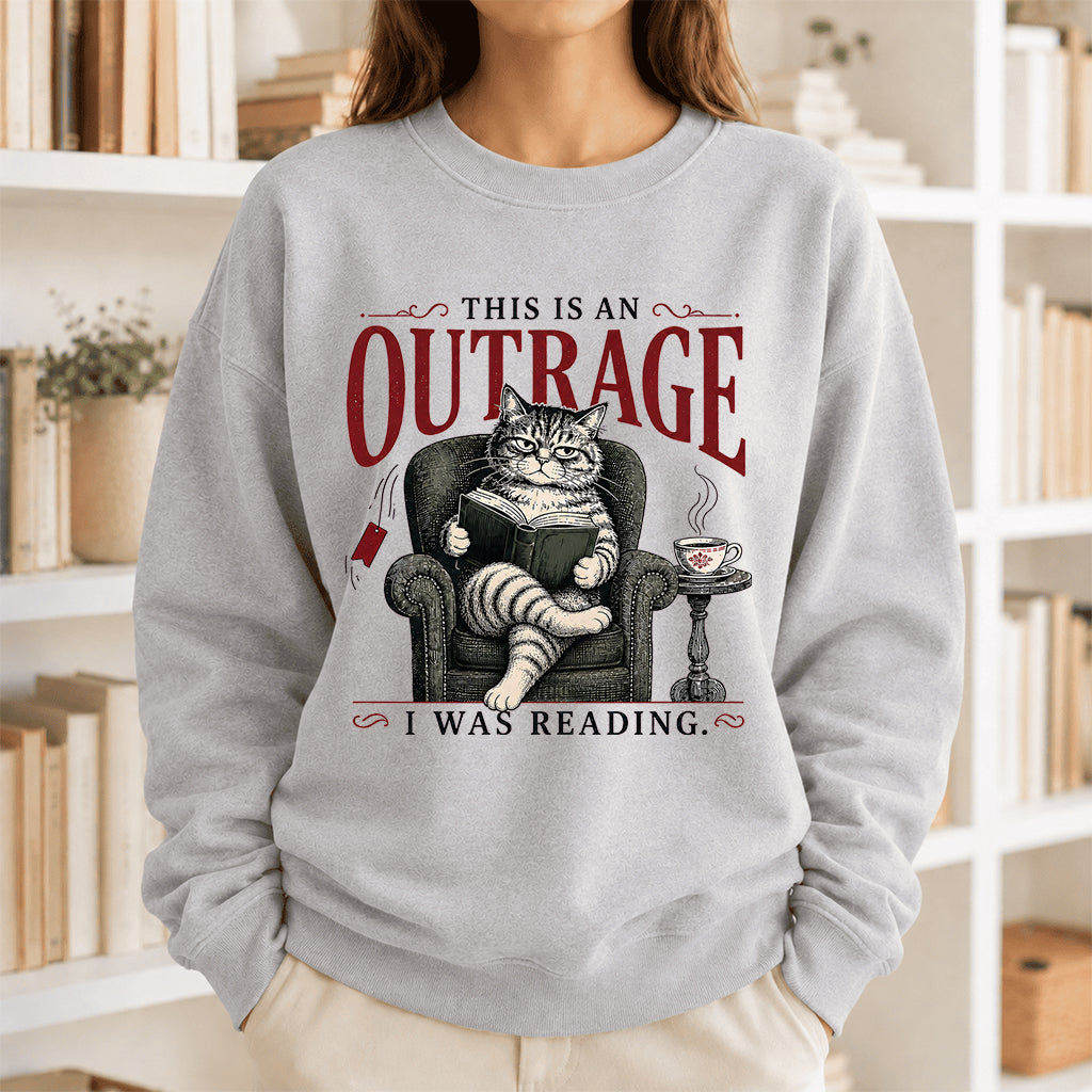 This Is An Outrage Crewneck Sweatshirt | Reader Gift Sport Grey