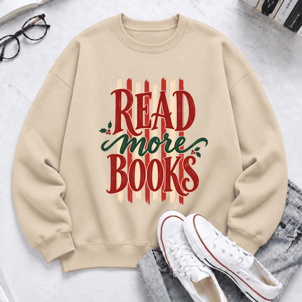 Read More Book Christmas Softstyle Sweatshirt | Christmas Book Lover Gift Sand