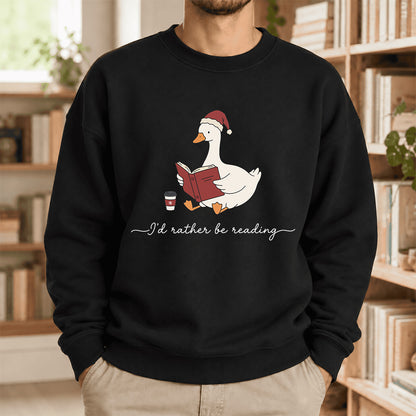 I'D Rather Be Reading Softstyle Sweatshirt | Christmas Book Lover Gift Black