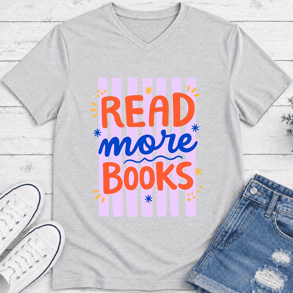 Read More Books Ultra-Soft V-Neck | Energizing Book Lover Gift Ash
