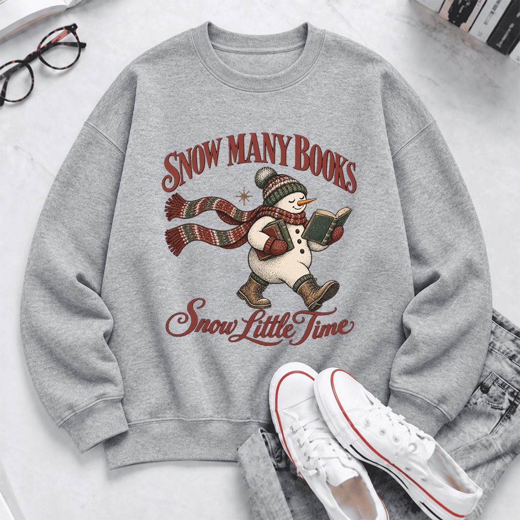 Snow Many Books Snow Little Time Softstyle Sweatshirt | Christmas Reader Gift Sport Grey