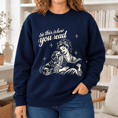 How You Read Dachshund Softstyle Sweatshirt | Cozy Dog Mom Reader Gift Navy