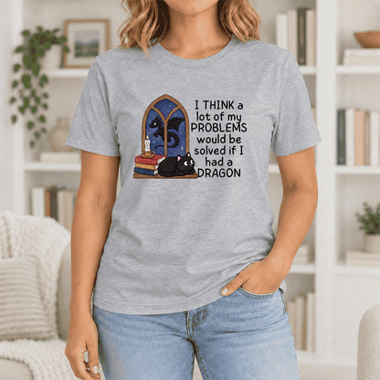 If I Could Have A Dragon Ultra-Soft Cotton T-Shirt | Fantasy Book Lover Gift Athletic Heather