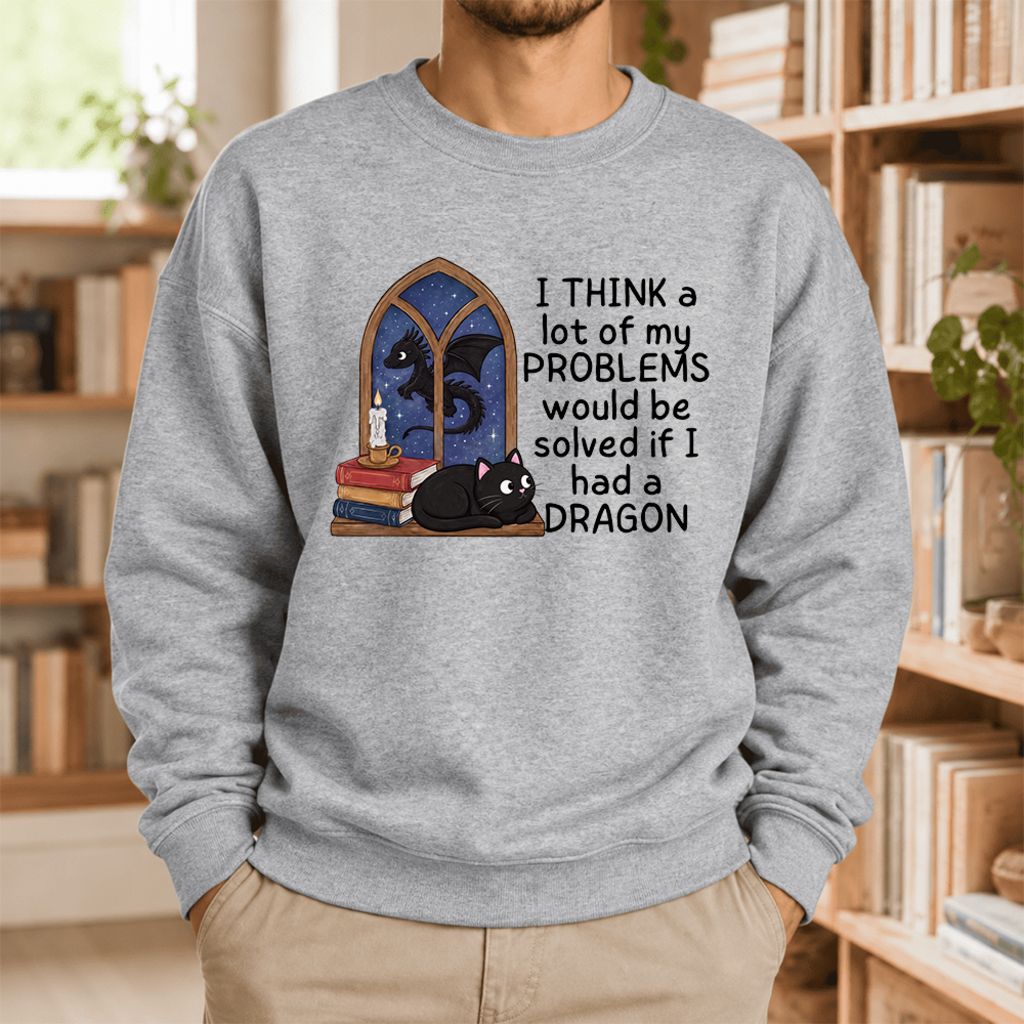 If I Could Have A Dragon Softstyle Sweatshirt | Fantasy Book Lover Gift Sport Grey