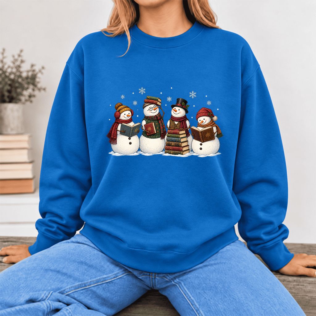Bookish Snowman Club Softstyle Sweatshirt | Christmas Book Lover Gift Royal
