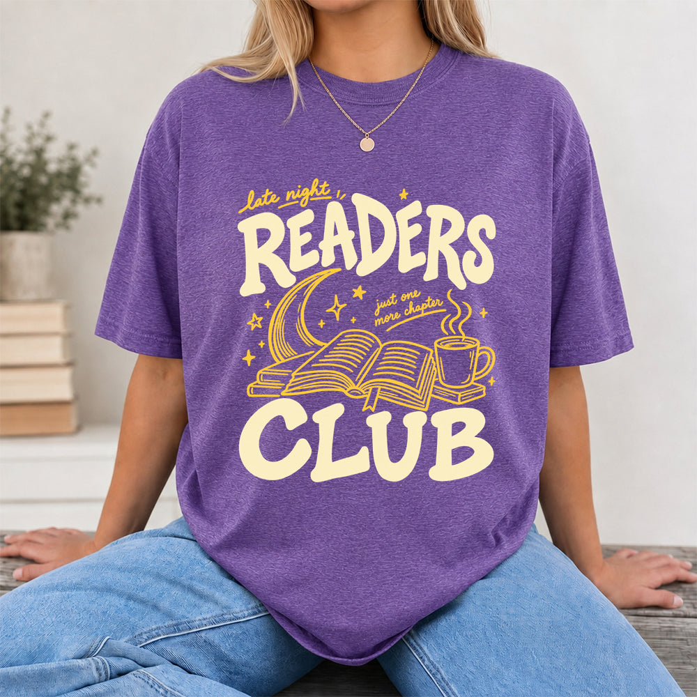 Late Night Readers Club Softstyle T-Shirt | Book Lover Gift Late Night Readers Club Softstyle T-Shirt | Book Lover Gift Heather Purple